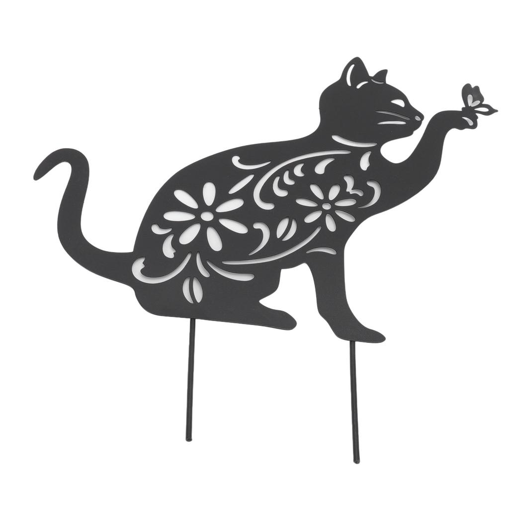 Статуэтка Черного Кота Милый Черный Кот Яркий Внешний Вид Полый Дизайн Прочный Металл Декор Черного Кота для Дома Сада Заднего Двора