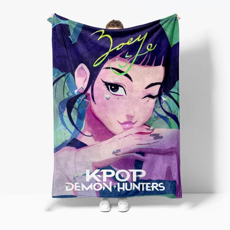 Huntrix Охотник на демонов Аниме Одеяло K-pop Тема Теплый Фланель Для Кровати Дивана Дневного Сна Пледы Идеальный Подарок на День Рождения