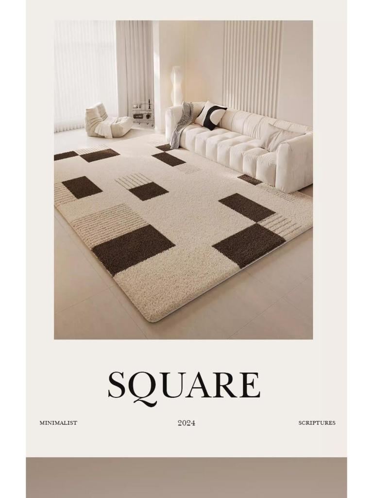 Плюшевый Нескользящий Ковер из Искусственного Кашемира, Большой Зимний Напольный Коврик с Обметанными Краями