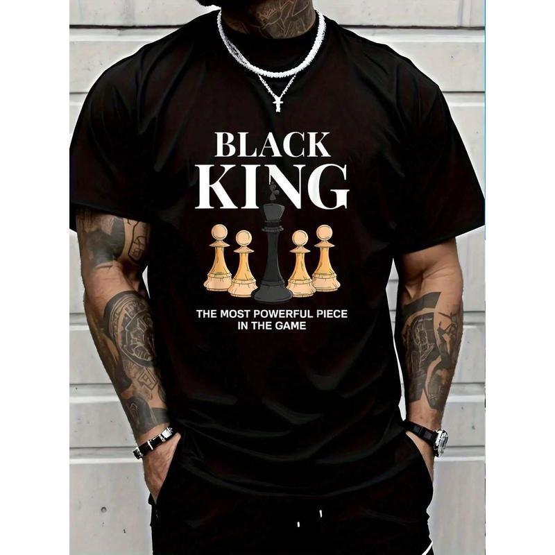 100% Cotton Black King The Most Powerful Piece In The Game Chess T-Shirt graphic