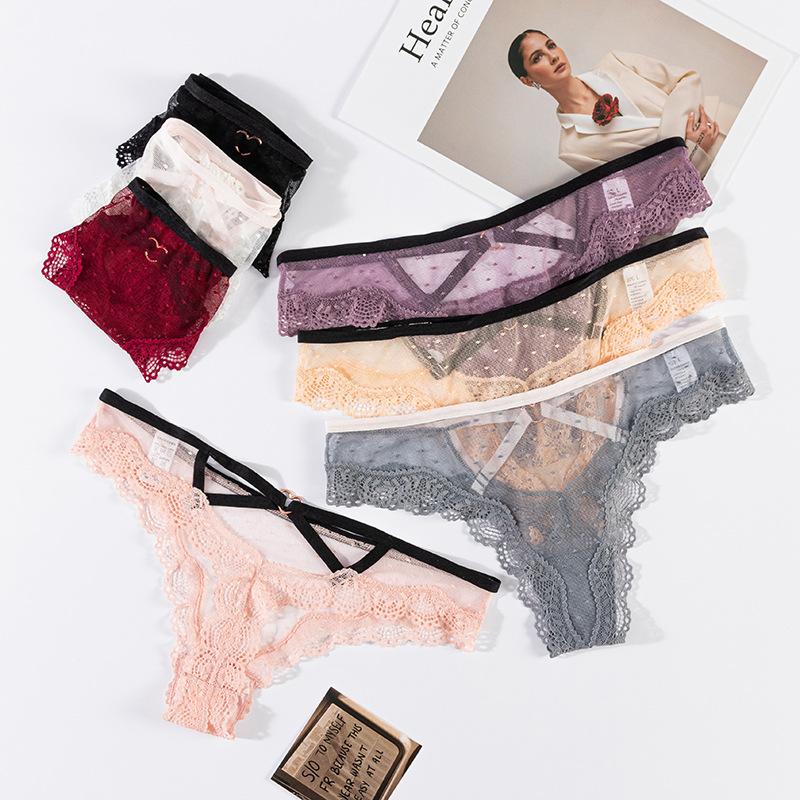 Кружевные трусики Полые сексуальные трусики Трусики с перекрещивающимися краями Прозрачные трусики Кружевные женские трусики
