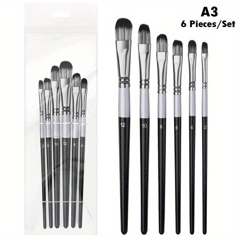 6pcs Nylon Hair Oil Painting Brush Set Watercolor Paint Brush Pen Set DIY Acrylic Oil Watercolor Artist Professional Painting Kit