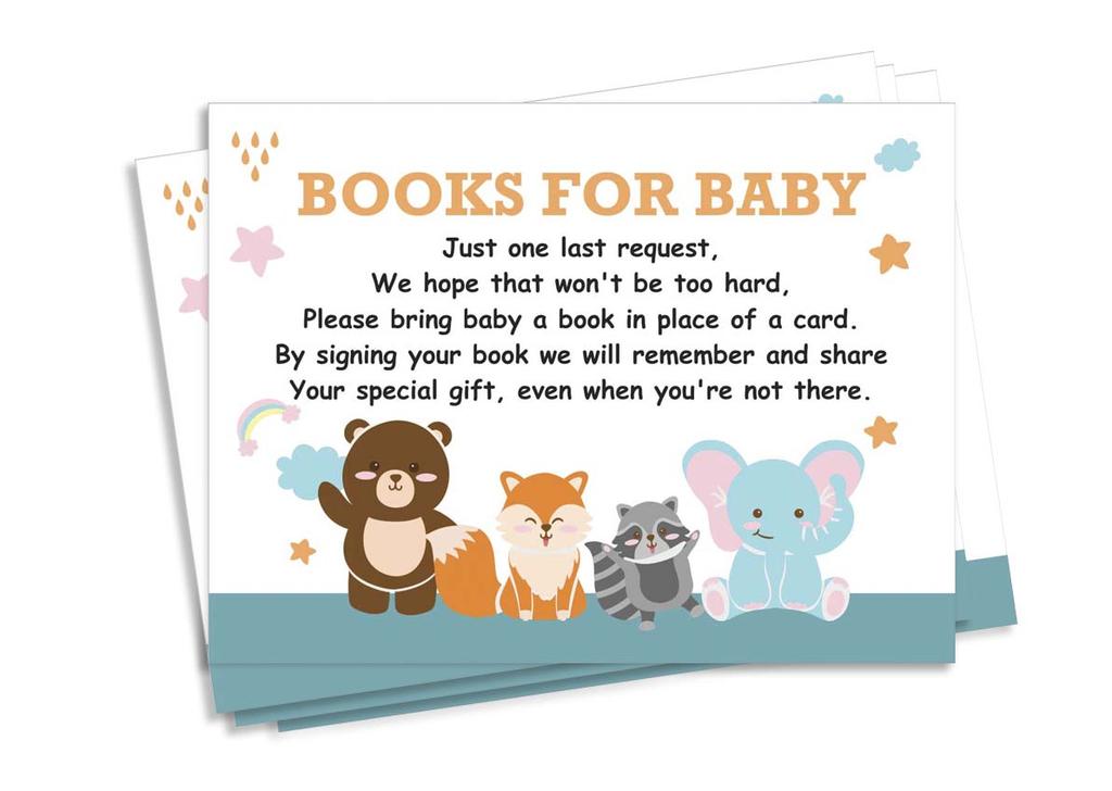 Inkdotpot 30 Карточек-приглашений на детский праздник в честь будущего ребенка с животными - Нейтральные по полу - Приглашения с пропусками для заполнения