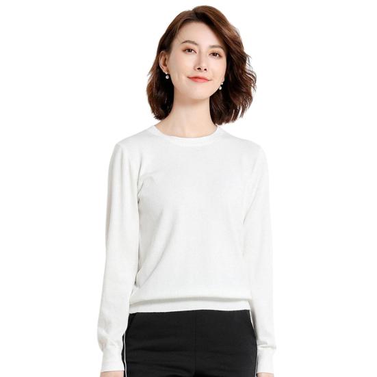 Женские зимние топы, однотонные, с круглым вырезом, с длинным рукавом, свитер, свободный