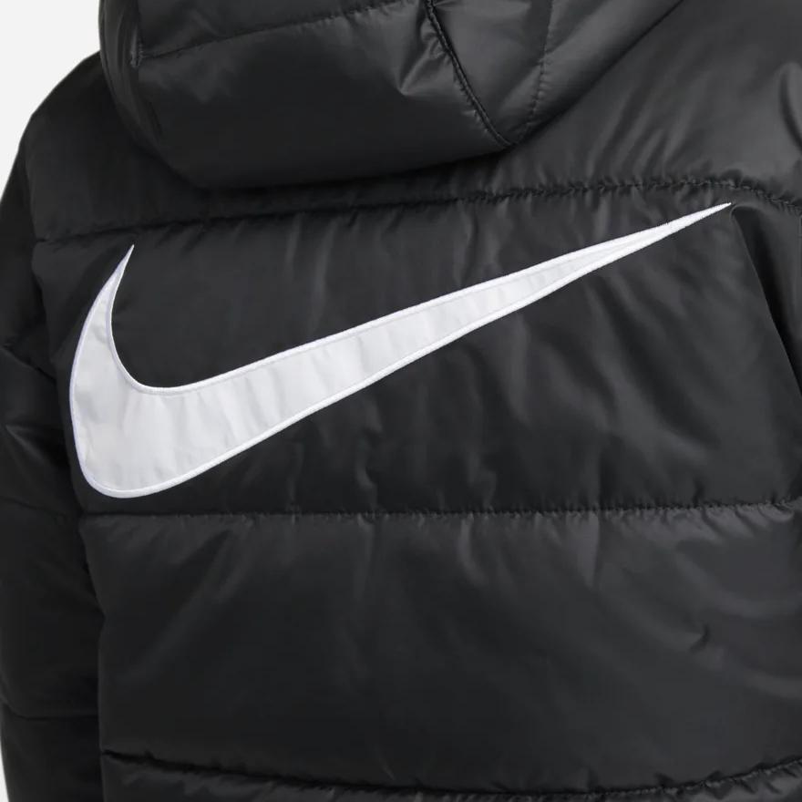 Nike Нашивка с логотипом, односторонняя молния, простая хлопковая толстовка с капюшоном, женская верхняя одежда, черный цвет DJ6996-010