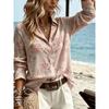 Elegant Special Edition Women's Light Pink Printed Shirt - Long-Sleeved Buttoned Shirt
