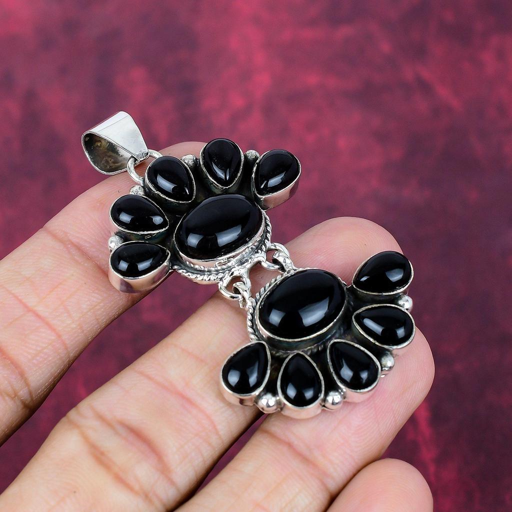 Black Onyx 925 Solid Sterling Silver Pendant, Handmade Gemstone Jewelry Pendant For Memorial Day