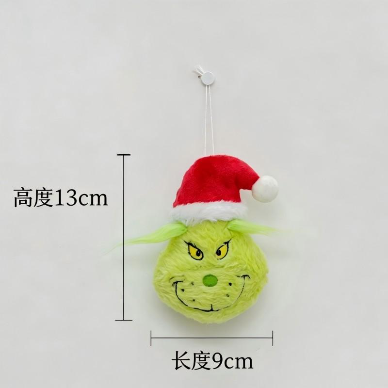 Funny Christmas Green Monster Plush Ball Ornament Festive Decor Gift
