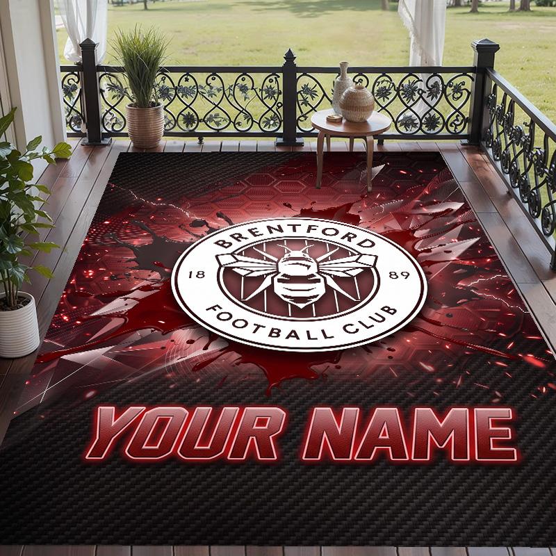 Custom Text Printed Rug Brentford Football Non Slip Floor Carpet For Home Room Decor