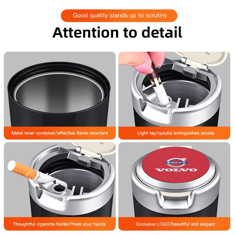 Светодиодная автомобильная пепельница, портативный мусорный бак, контейнер для хранения для Volvo XC60 S60 V40 V50 V60 S80 S40 C30 AWD C70 S40 S60 S80 S90