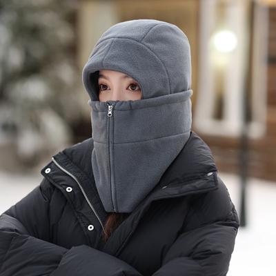 Зимняя шапка женская флисовая шапка с защитой ушей мужская уличная утолщенная для велоспорта защита от холода шарф-капюшон цельная шапка
