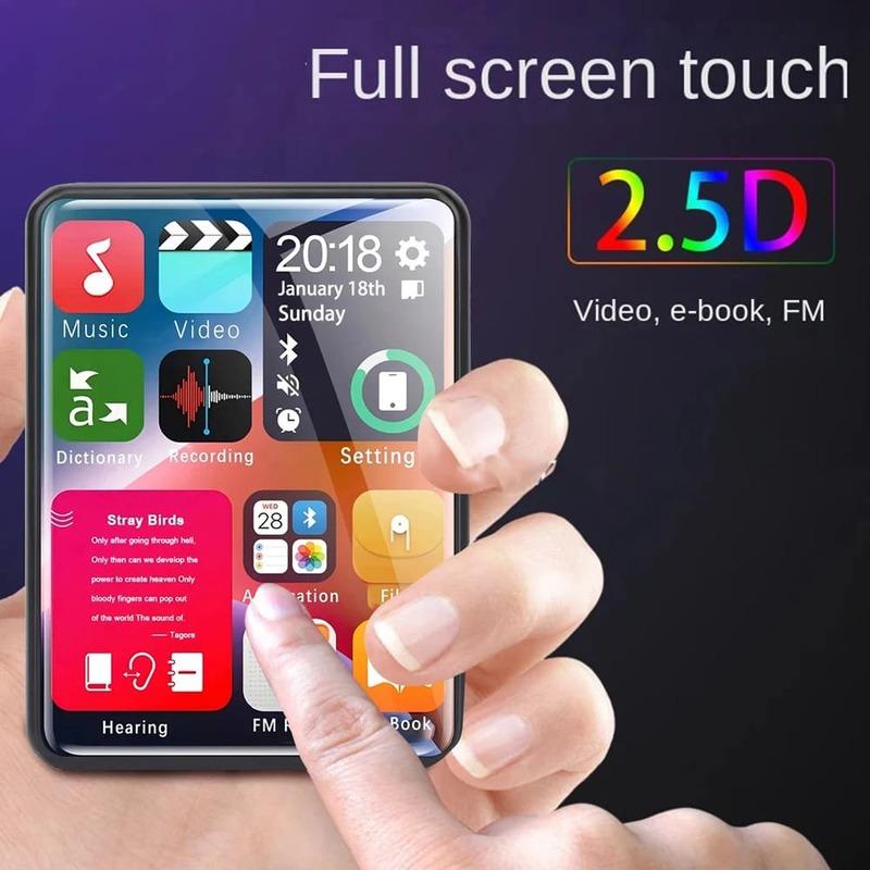 2.4-inch Full-screen Touchscreen MP3 Player, Mini Mp4 Player with Bluetooth, 4-128GB, Hi-fi, HD, Lossless Recording, FM Radio