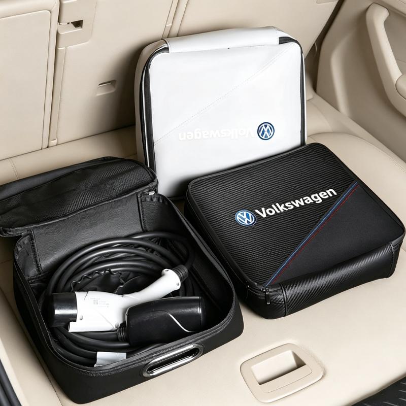 T26Volkswagen Car Rechargeable Gun Storage Box Leather Organizer Case For VW Golf Phaeton GTI Car Storage Bag Accessories keychain