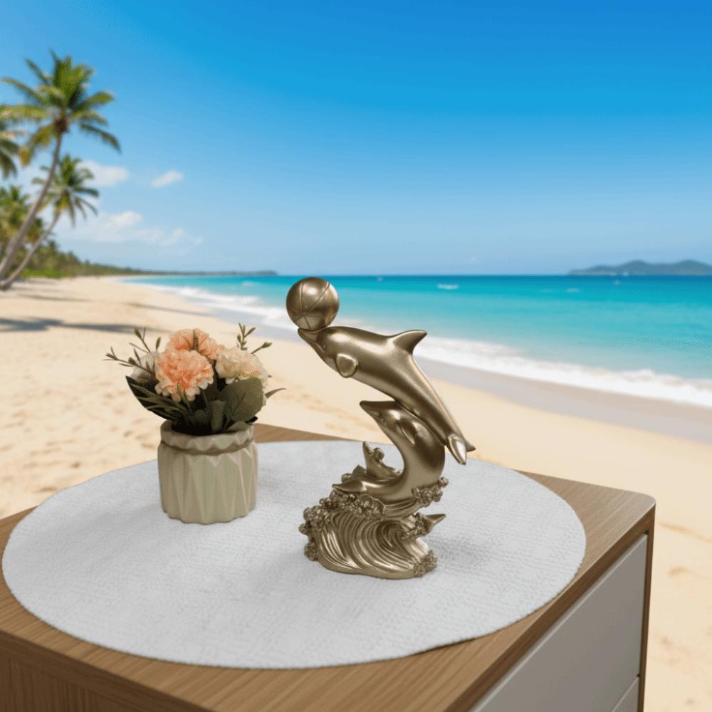 Декоративная статуэтка дельфина, скульптура морского животного из смолы, поделки, золотые украшения-дельфины, подарок