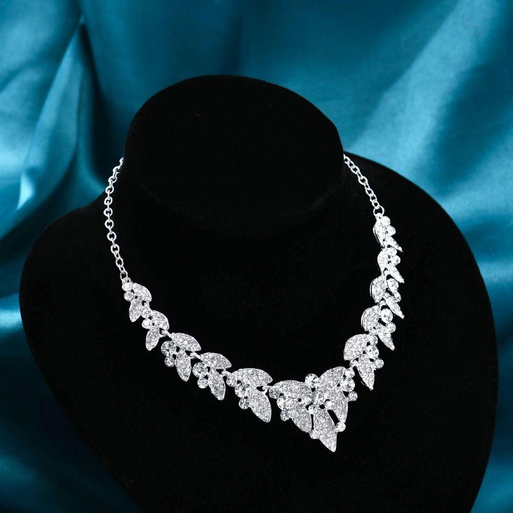 Zircon Earrings Shining Necklace Wedding Party Rhinestone Jewelry Set  Banquet