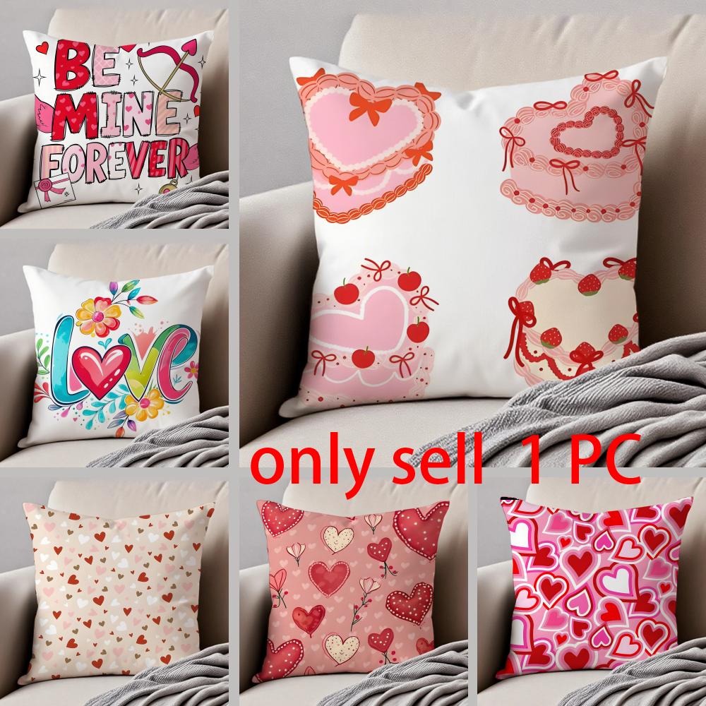 LOVE Cushion Cover Linen Pillow Case Soft Breathable Protective Couch Room Decoration