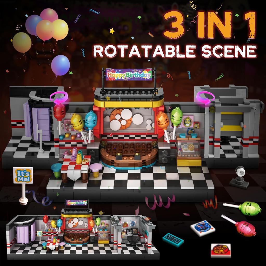 1388 шт. Классическая игра ужасов, сцена, строительство, Five Nights Security Breach, строительные блоки, игрушки для фанатов игр, украшение для дома