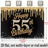 55th Birthday Banner, Golden Dripping Glitter Backdrop Wall Decor for Party