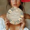 Винтажная французская религиозная настенная табличка Dieu Est Amour Цветочная Библейская Домашний Декор для Гостиной Спальни Бежевый Серый Легкий