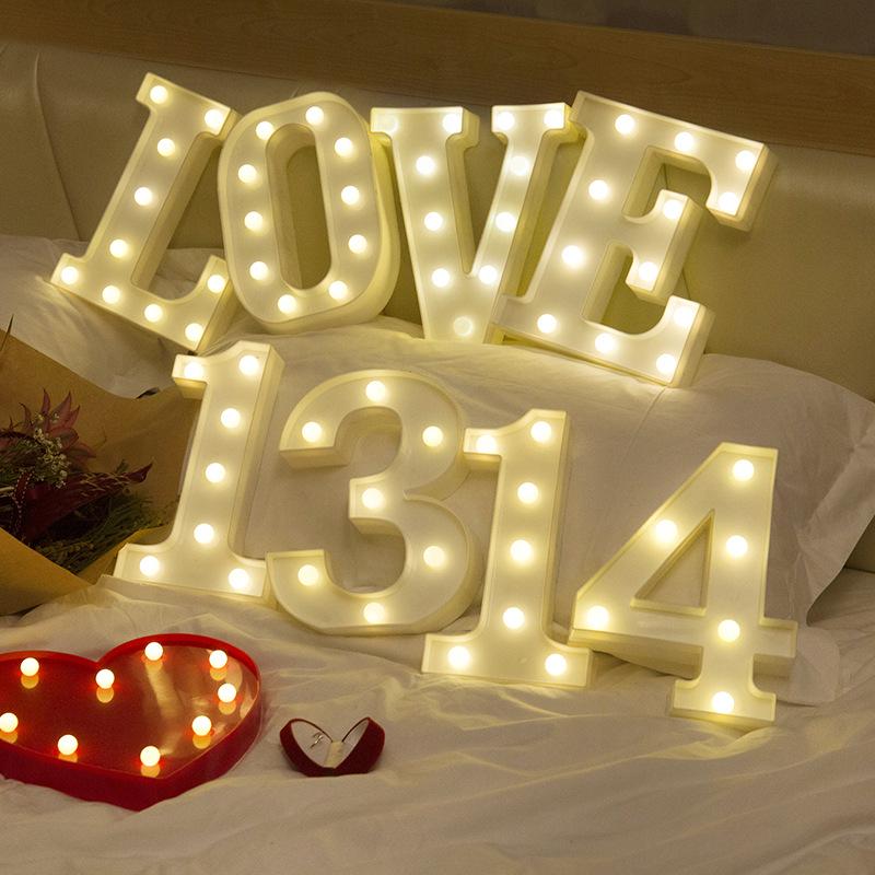 INS Christmas LED Alphabet & Number Lights for Weddings, Birthdays, and Proposals - 26 English Symbol Shaped Night Lights