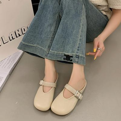 Полуприцепные женские 2025 весна и лето новая французская вечерняя обувь на одном каблуке туфли-лодочки ленивые туфли Мэри Джейн тапочки женская верхняя одежда