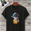 New Summer Men's Fashion T-shirt Creative Cartoon Astronaut Planet Printed Men's T-shirt Top