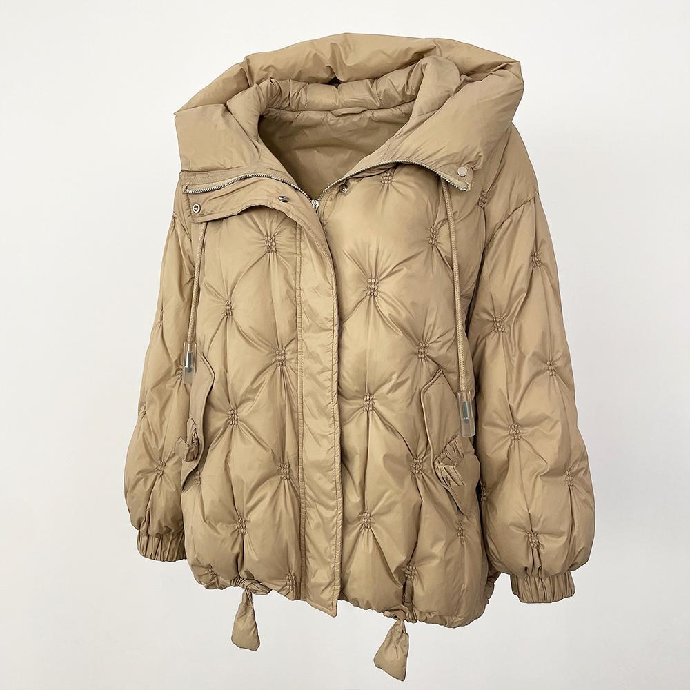 OFTBUY Осень-зима Корейский стиль Свободный теплый пуховик с капюшоном Женская куртка Утолщенная 90% Белая утиная пуховая куртка Пальто