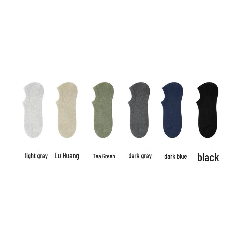 Men's Antibacterial No-Show Cotton Socks - Odor-Resistant, Breathable, Sweat-Absorbent, Ribbed, Spring/Autumn