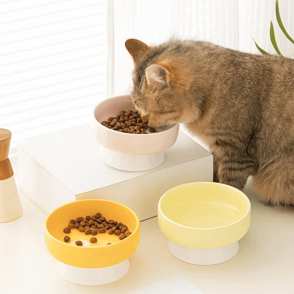 Ceramic Cat Bowl Cute Dog Food Feeding Basin Creative Pet High Foot Bowl  Water Container
