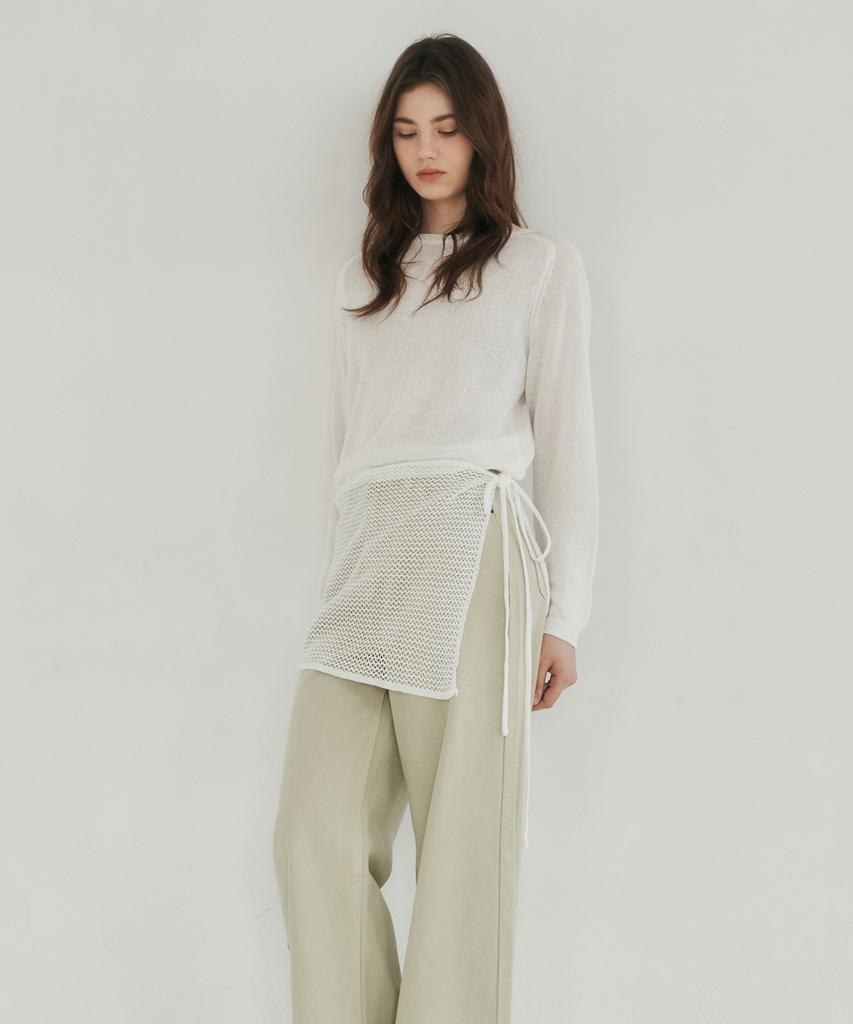 LOSSYROW Mellow Wrap Knit Set White