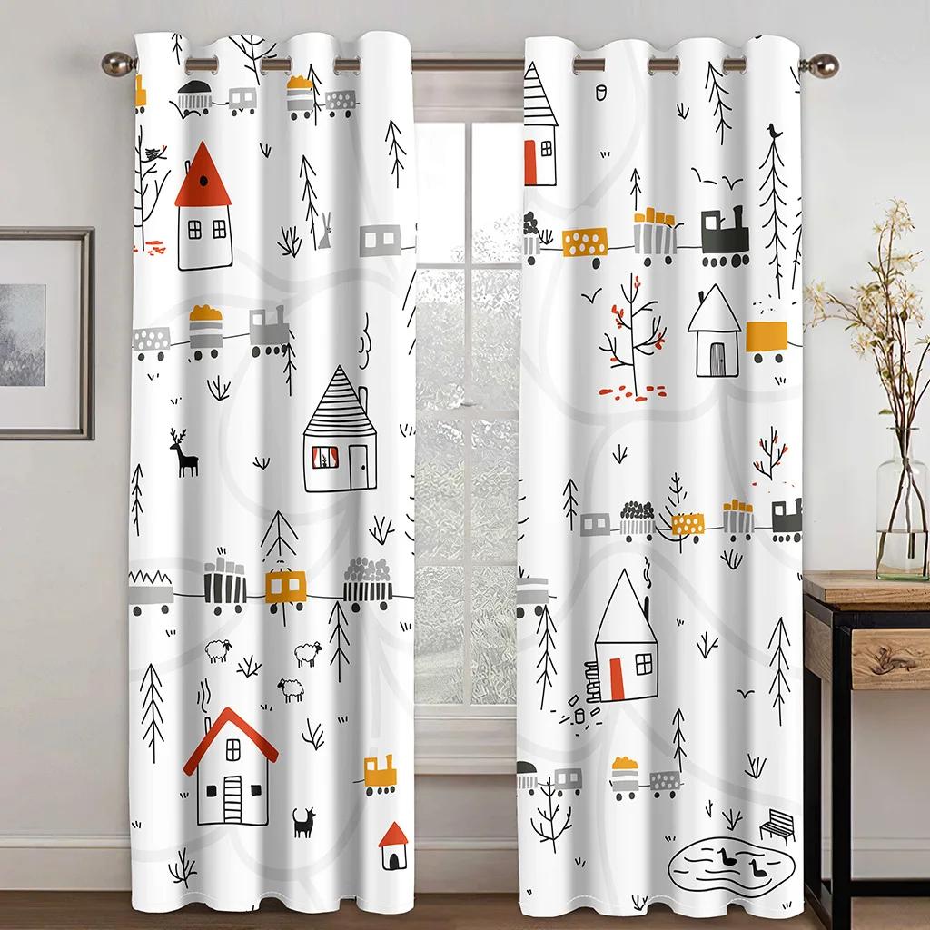 3D печать Радуга милые животные дешевые мультфильм детские тонкие оконные шторы для девочек и мальчиков Декор для гостиной спальни 2 панели