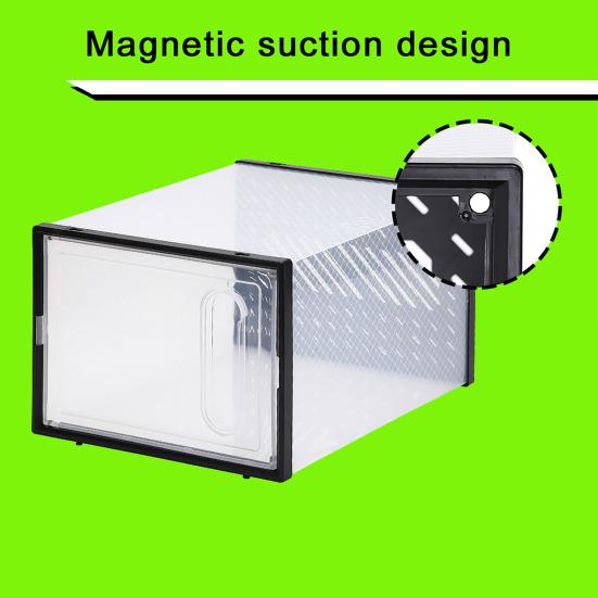Transparent Shoe Box Stackable Design High Strength Large Capacity Dustproof Clear Shoe Organizer Magnetic
