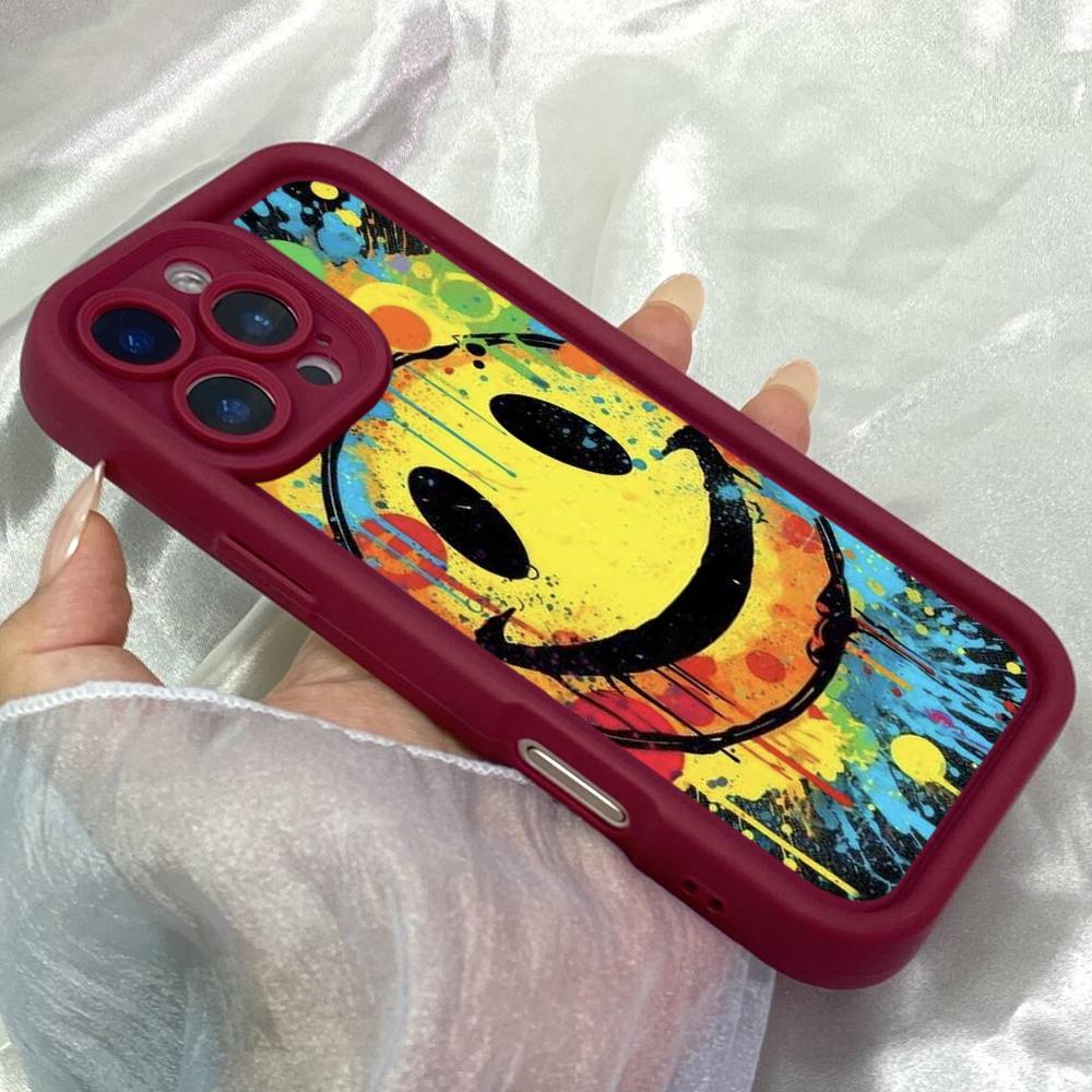 Мягкий чехол JT267 Graffiti Big Smiley Face для iPhone 17 16 15 14 13 Pro Max Samsung S26 S25 Ultra A17 A16 A07 A56 A36 A06 Xiaomi 15T Redmi 15c Note 14