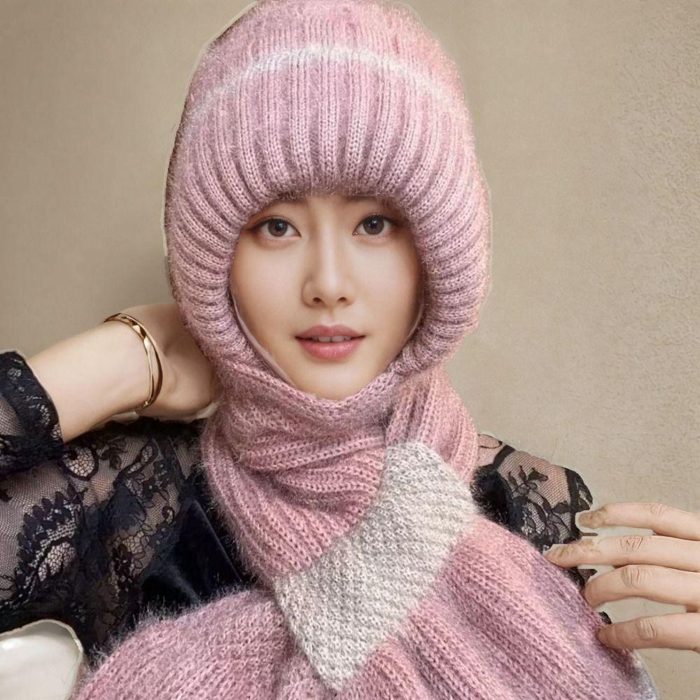 Женский шарф-манишка с капюшоном, защита ушей, велосипедный балаклава, шапка, модный шейный платок, для женщин