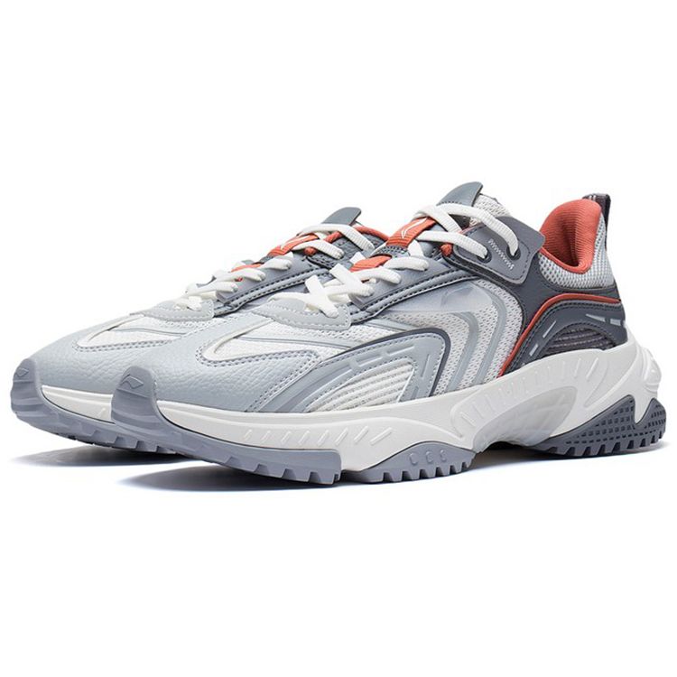 Li Ning Star Trail Classic амортизирующие нескользящие износостойкие дышащие низкие спортивные повседневные туфли мужские кроссовки белые серые AGCS263-3