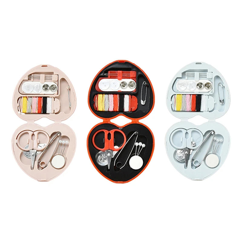 Портативный дорожный набор для ремонта швейных принадлежностей в форме сердца, мини-коробка с швейными инструментами, нитками, ножницами, иглами для ручного шитья своими руками