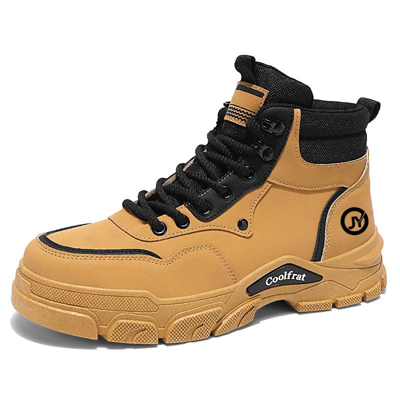 Mens Boots Leather Shoes Platform Boots for Men Outdoor Sneakers Motorcycle Ankle Boots Male Work Boot Casual Hiking Shoes