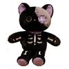 39cm Cartoon Skeleton Cat Plush Toy Black White Face Glow-In-The-Dark Cat Plush Toy Fun Features Plush Throw Pillow
