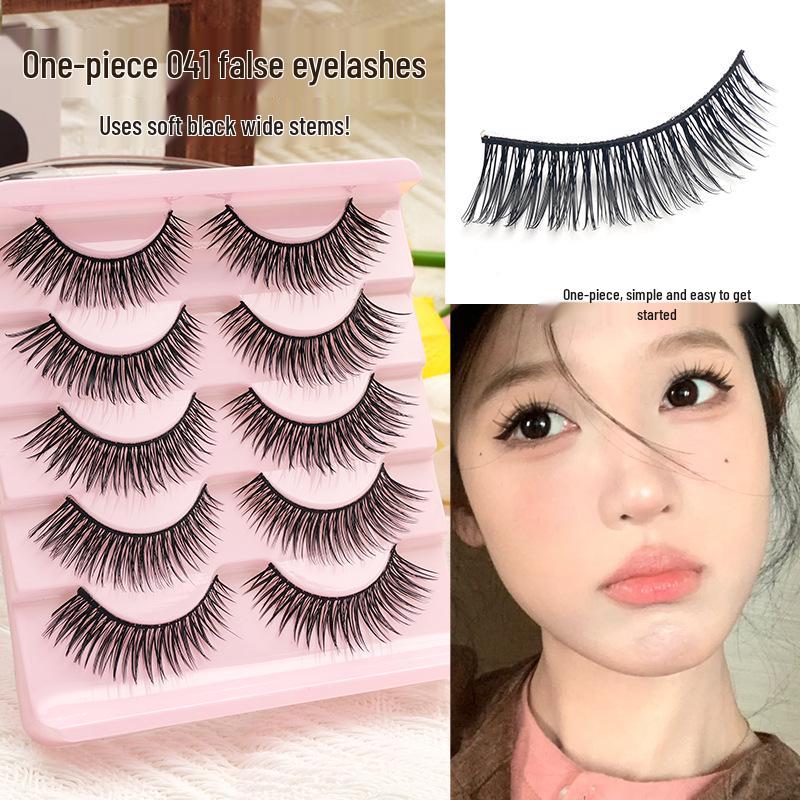 Cosplay Black Thin Full Strip False Eyelashes with Cotton Stem - 009 Natural Style for Double Eyelids