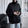 Большой осенне-зимний однотонный мужской теплый вязаный свитер с высоким воротником