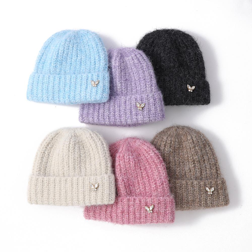 Fashionable and Versatile Fleece-lined Thickened Winter Warm Granny Hat, Windproof Ear-protecting Knitted Women's Hat