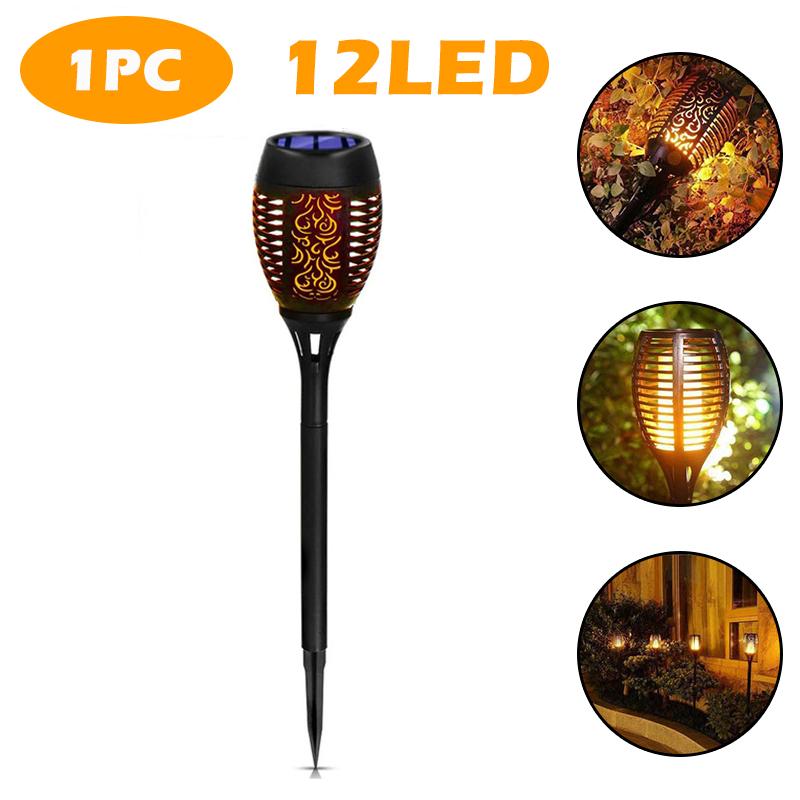 96 LED Solar Flame Lamp Outdoor Ground Mounted Lamp Waterproof Garden Patio Flickering Dancing Atmosphere Flame Lantern