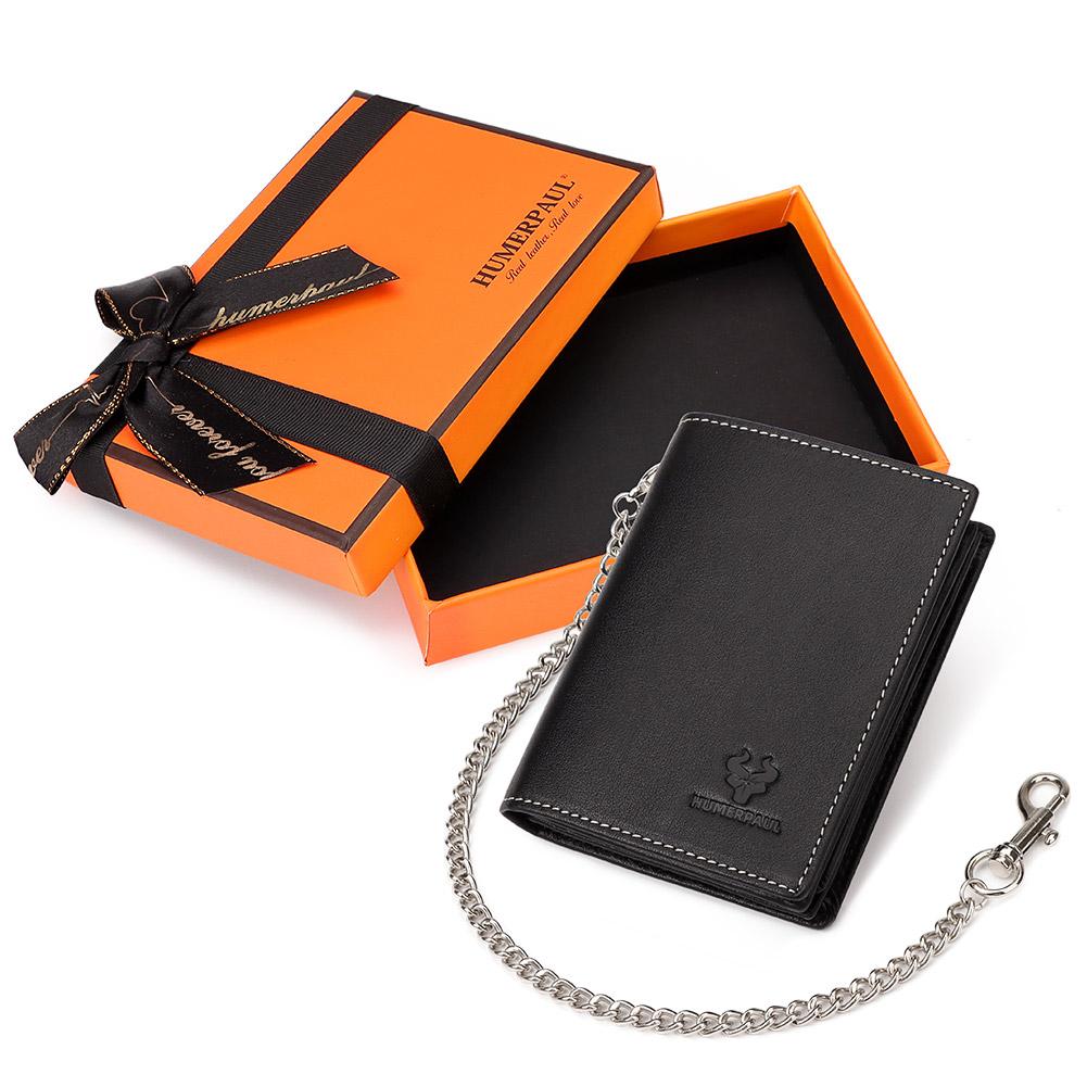 Humerpaul Genuine Leather Men Wallet Rfid Slim Card Holder with Anti-lost Pocket