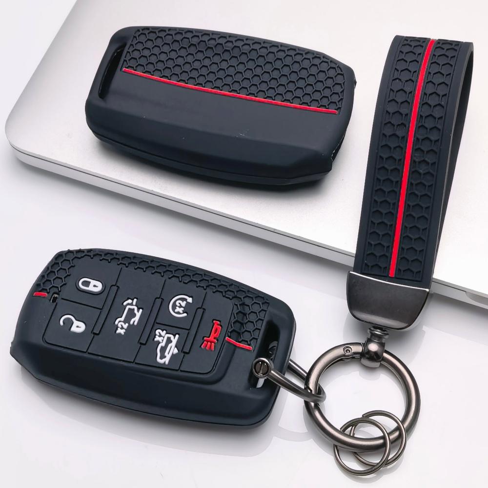 Силиконовый чехол для брелока с кольцом для Dodge Durango Challenger Charger Chrysler 300 для Jeep Grand Cherokee Grand Wagoneer Защитный чехол Подходит для 6