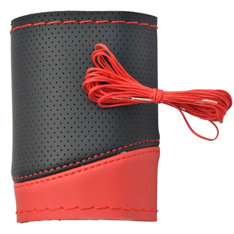 Универсальный чехол на руль 38 см, сшитый вручную, из суперволокна, кожаная ручка, автомобильные аксессуары для интерьера