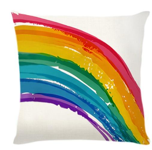 Love Heart Rainbow Print Pattern Home Decor Pillowcase Bedroom Living Room Sofa Decoration Polyester Cushion Cover with Zipper