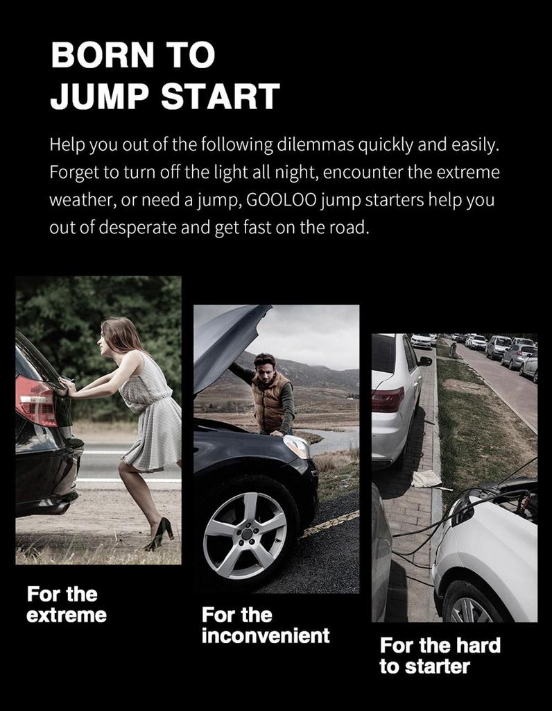 GOOLOO GP4000 PRO Jump Starter, блок питания 26800 мАч, пиковый ток 4000 А, выход постоянного тока 15 В, 10 А, белый светодиод 1 Вт, дизельный двигатель 10 л — вилка европейского стандарта