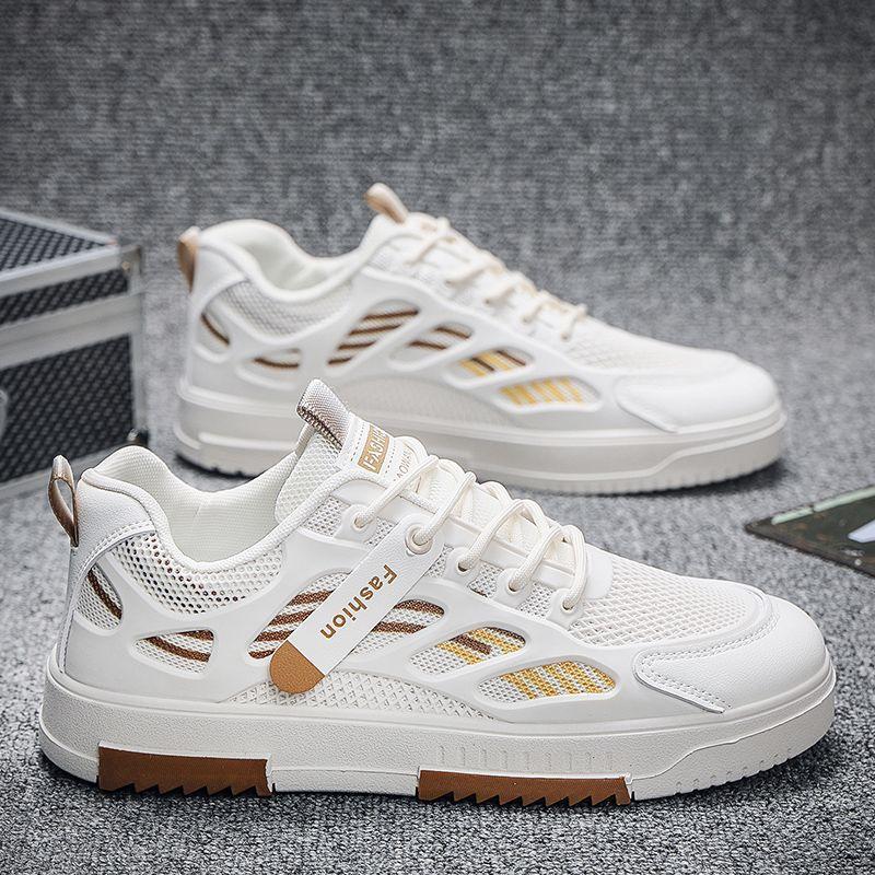 Мужская обувь спортивная летняя дышащая белая мужская сетчатая мужская трендовая универсальная повседневная модная обувь сетчатая обувь спортивная обувь