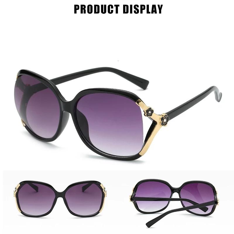 Женские солнцезащитные очки, модные ретро солнцезащитные очки в большой оправе с изображением камелии, большие солнцезащитные очки в круглой оправе, женские солнцезащитные очки с защитой от УФ-лучей для улицы