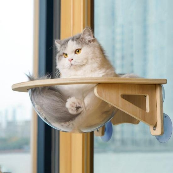 Cat Hammock Bed Clear Bubble Cat Window Perch with Suction Cups Indoor Pet Lounge for Cats Home Living Room Bedroom